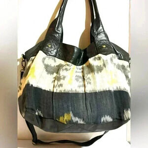 Cleobella black gray linen / cotton shoulder handbag